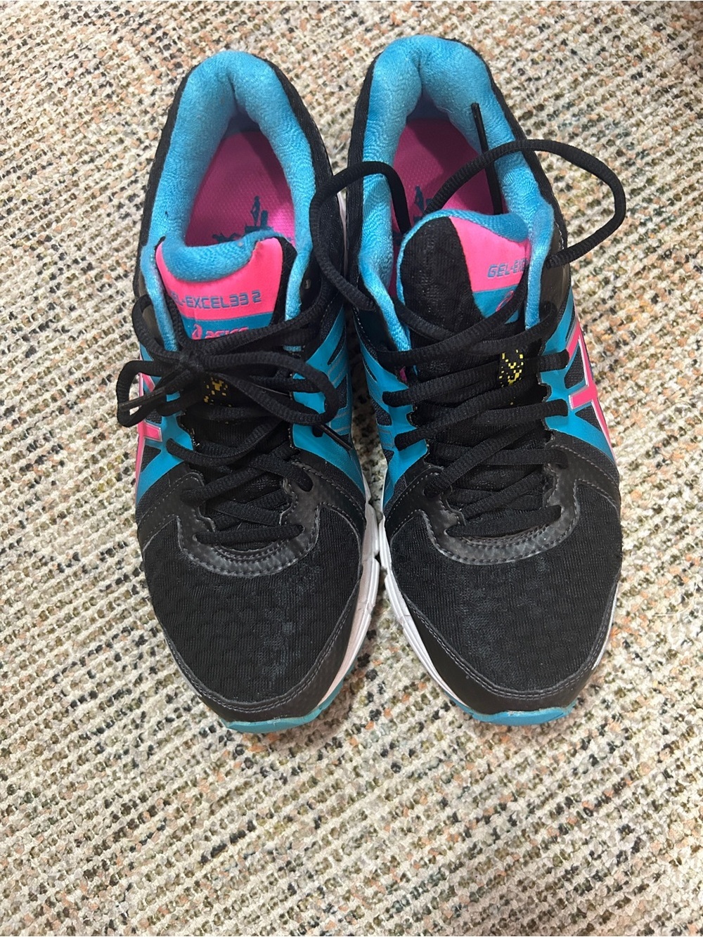 ASICS Women's Black Teal Pink Gel-Exalt Athletic Sneakers